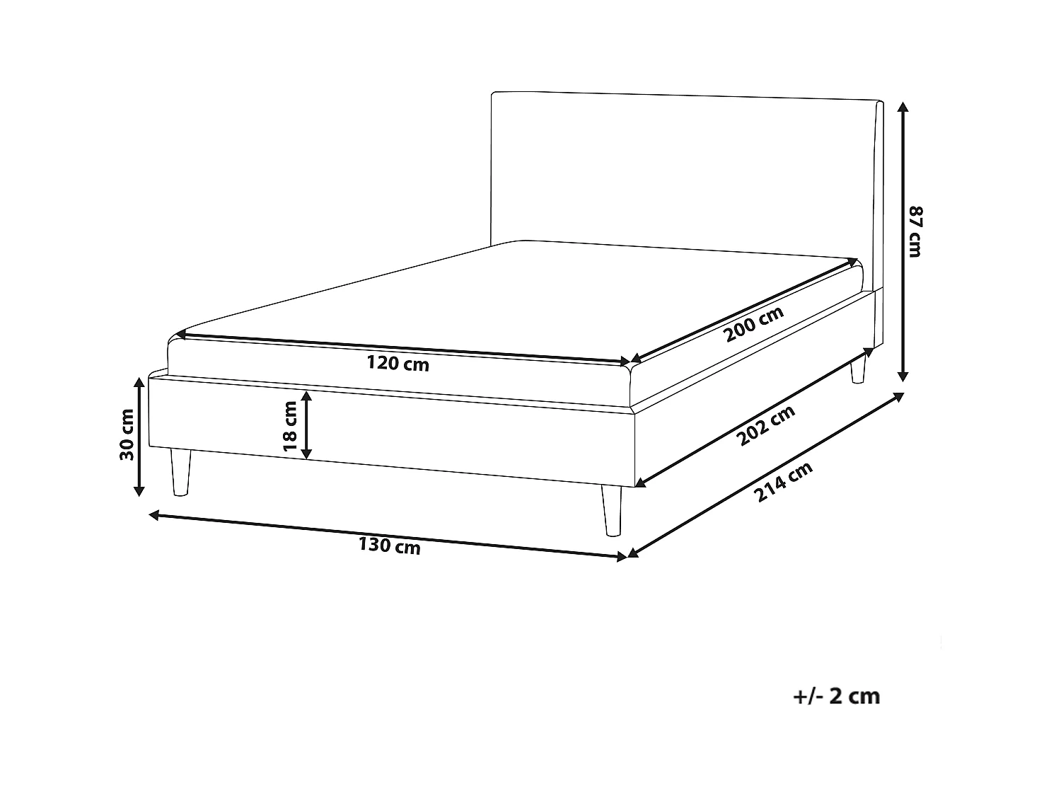 Lit avec sommier Tissu FITOU 120 x 200 cm Gris clair