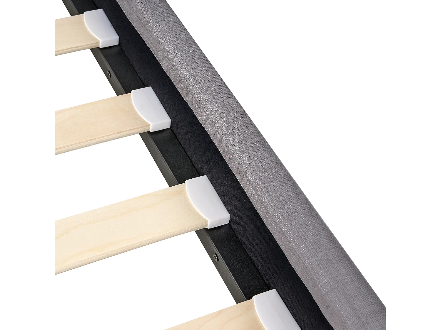 Lit avec sommier Tissu FITOU 120 x 200 cm Gris clair