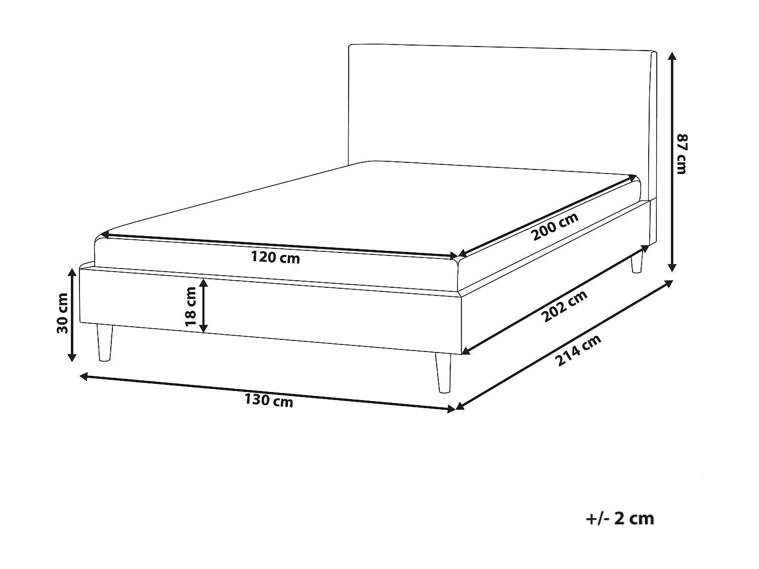 Lit avec sommier Tissu FITOU 120 x 200 cm Beige