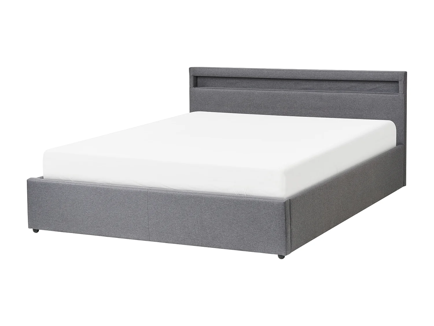 Lit ottoman avec LED Tissu ARMELLE 160 x 200 cm Gris foncé