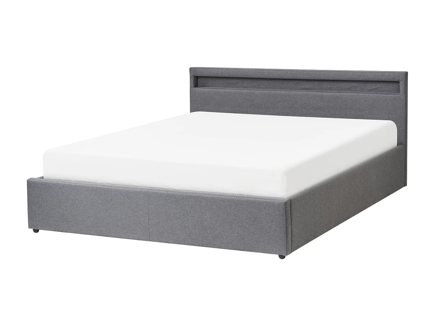 Lit ottoman avec LED Tissu ARMELLE 160 x 200 cm Gris foncé