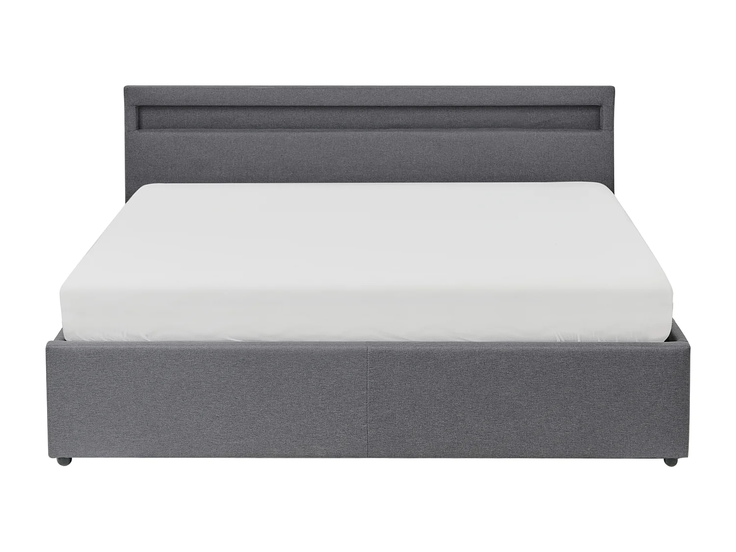 Lit ottoman avec LED Tissu ARMELLE 160 x 200 cm Gris foncé