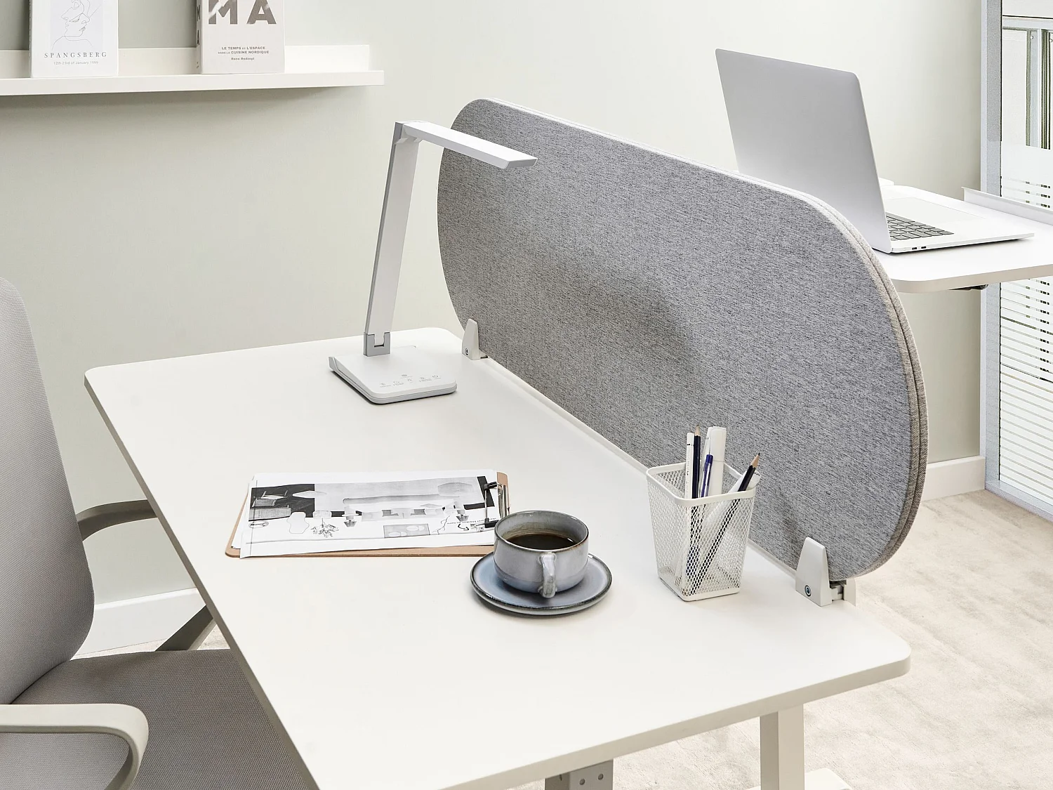 Séparateur de bureau 120 x 40 cm gris clair SPARKY