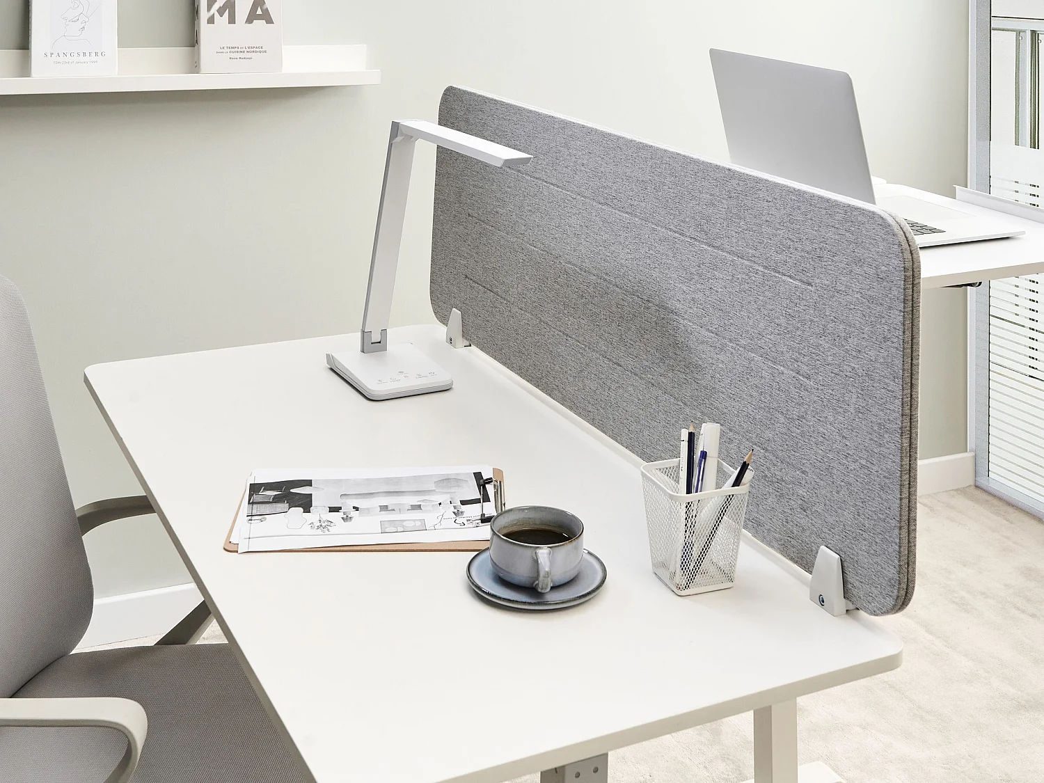 Cloison amovible de bureau ZIGGY Gris clair