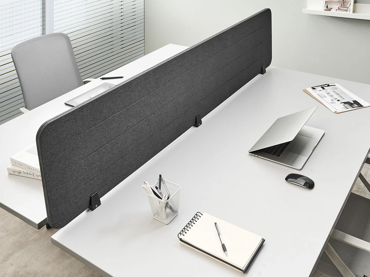 Séparateur de bureau 180 x 40 cm gris foncé ZIGGY