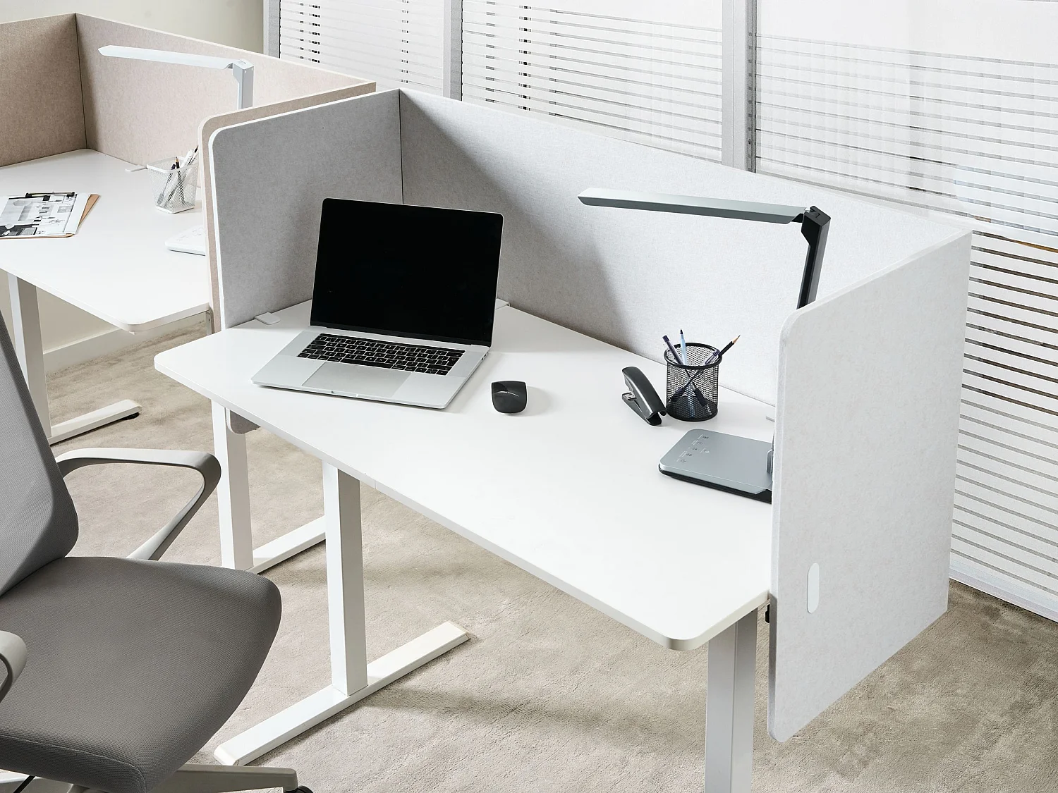 Séparateur de bureau 120 x 60 cm blanc cassé SOLOA