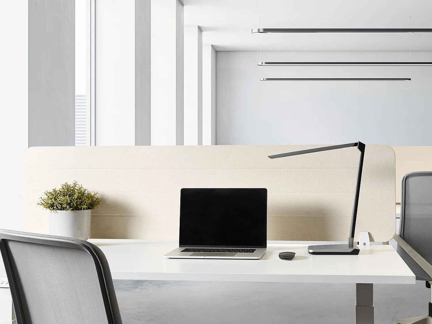 Séparateur de bureau 160 x 40 cm beige clair ZIGGY