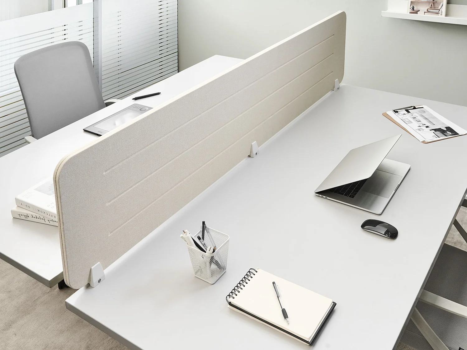 Séparateur de bureau 180 x 40 cm beige clair ZIGGY