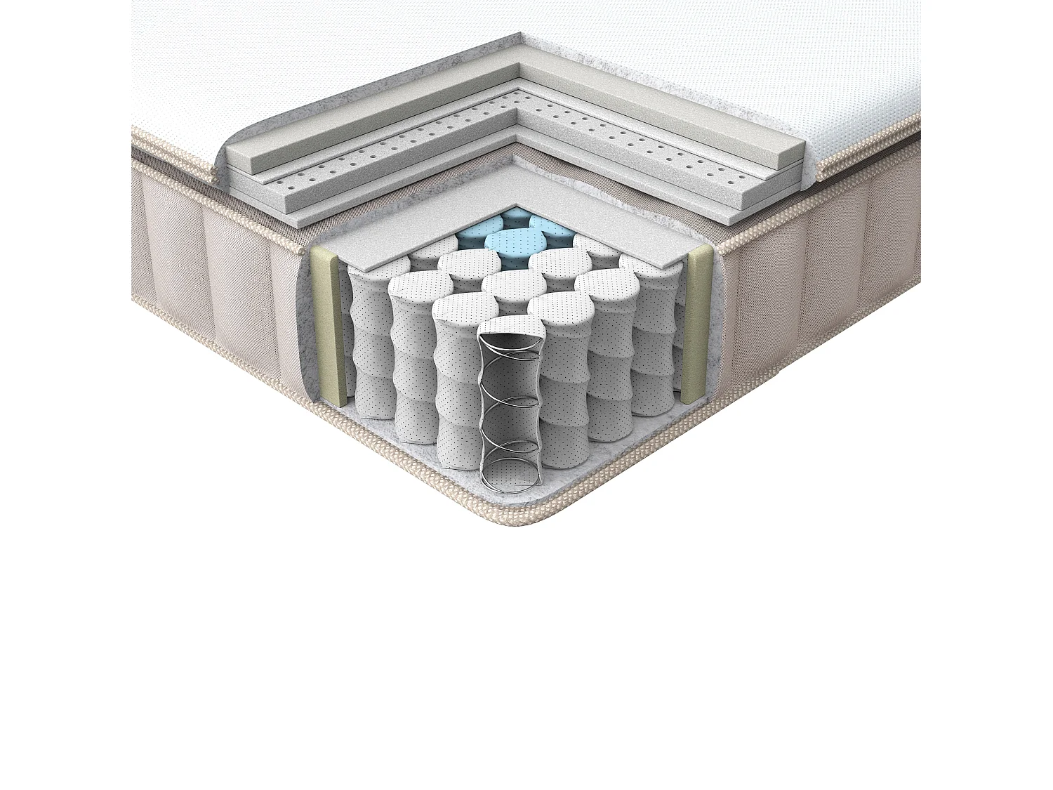 Matelas à ressorts ensachés en mousse à mémoire de forme avec gel PLEASANT H2/3 Moyen 120 x 200 cm