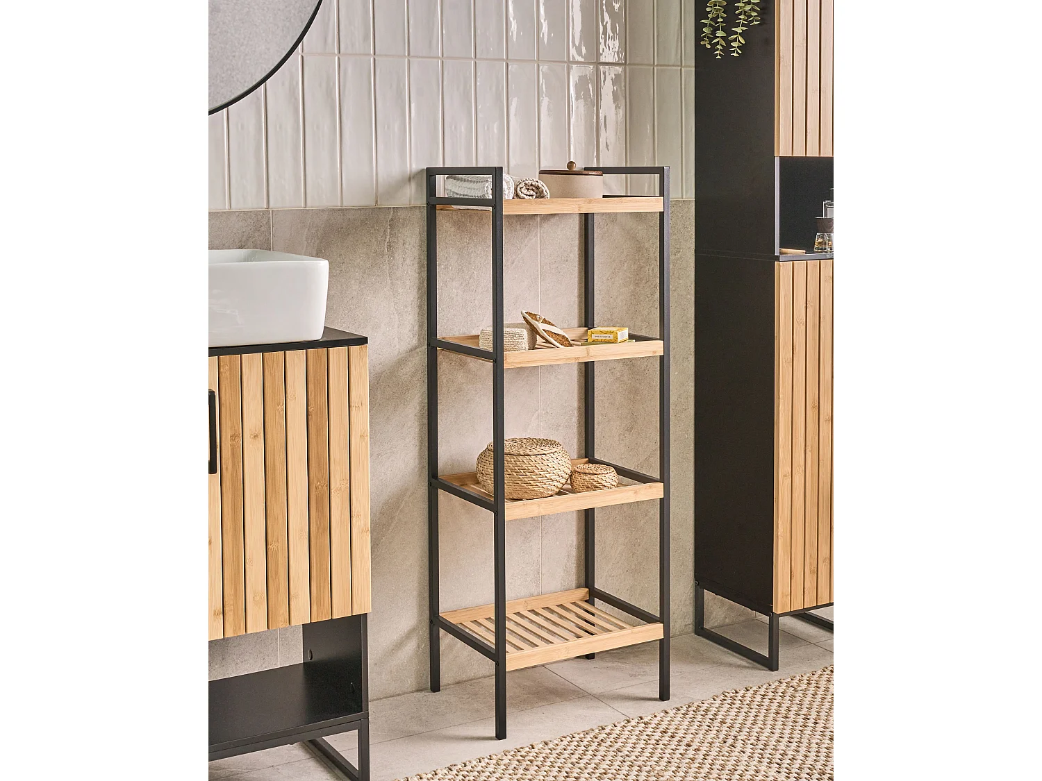 Étagère à 4 niveaux TAJZARA Bambou Marron clair