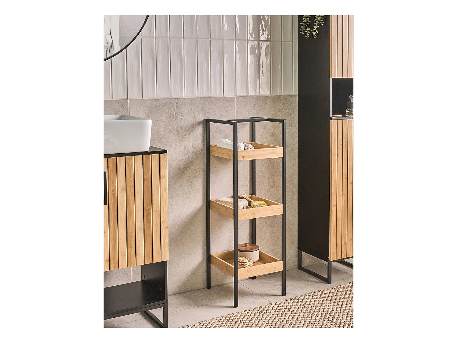 Étagère à 3 niveaux TAJZARA Bambou Marron clair