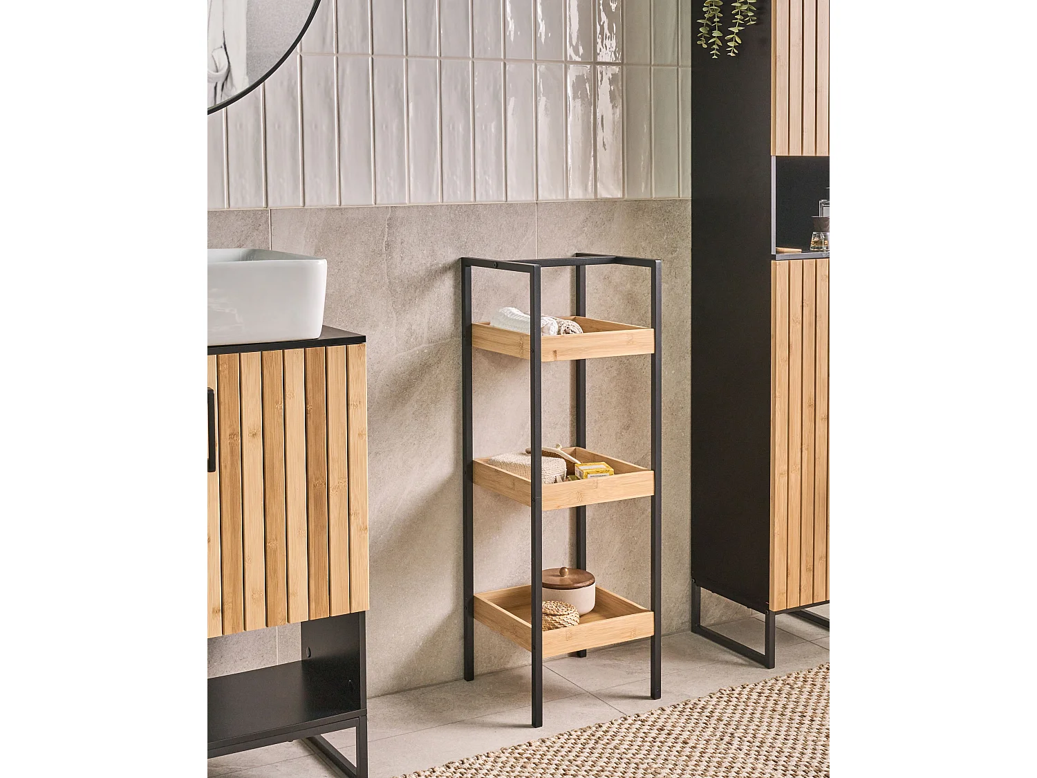 Étagère à 3 niveaux TAJZARA Bambou Marron clair