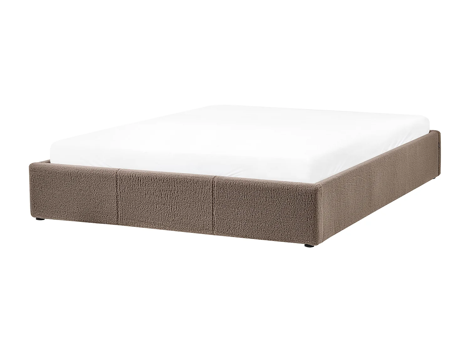 Lit ottoman sans tête de lit Bouclé DINAN 160 x 200 cm Taupe