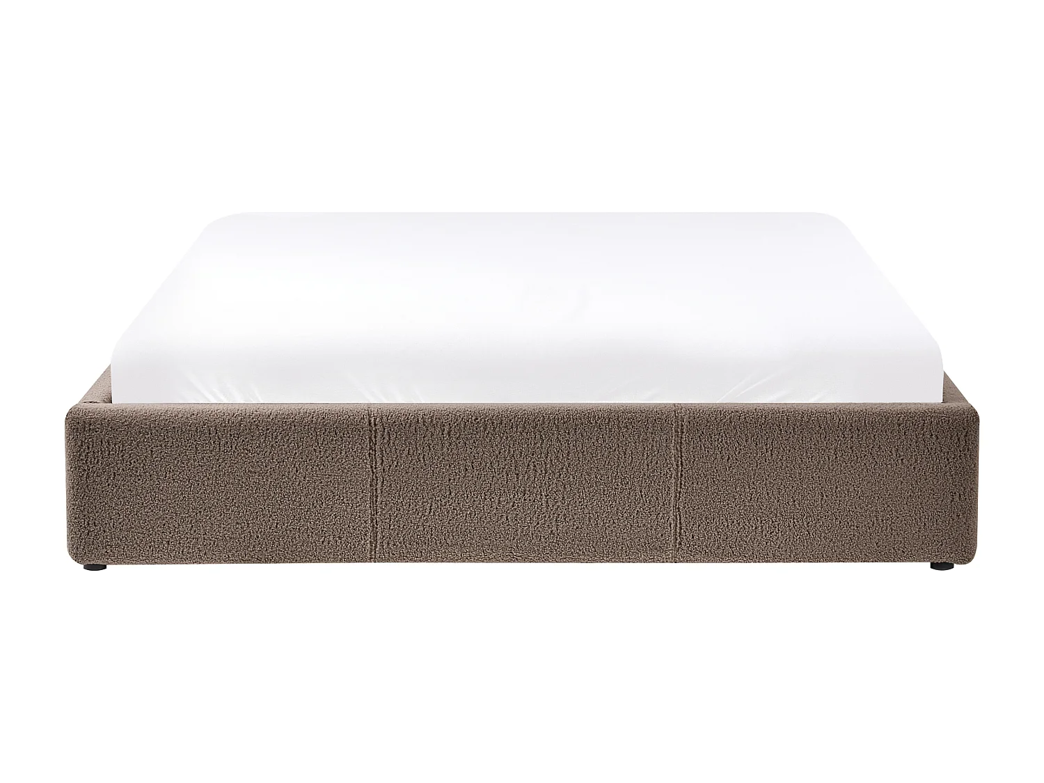 Lit ottoman sans tête de lit Bouclé DINAN 160 x 200 cm Taupe