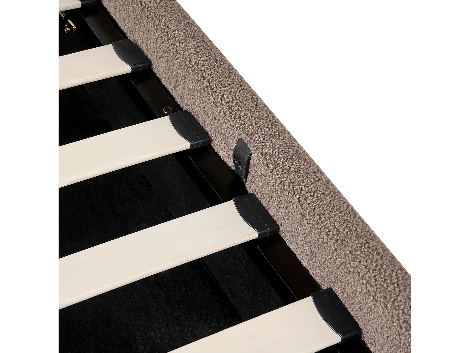 Lit ottoman sans tête de lit Bouclé DINAN 160 x 200 cm Taupe