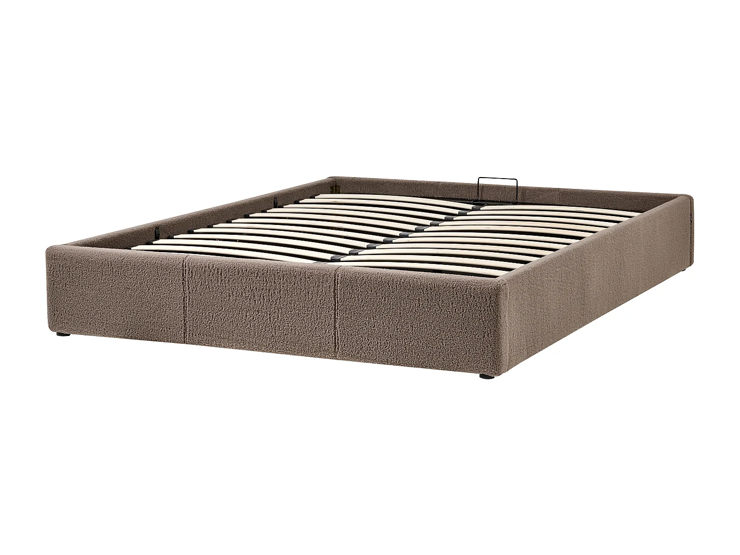 Lit ottoman sans tête de lit Bouclé DINAN 160 x 200 cm Taupe