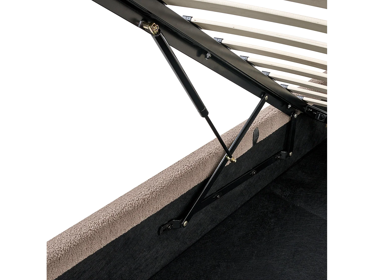 Lit ottoman sans tête de lit Bouclé DINAN 160 x 200 cm Taupe