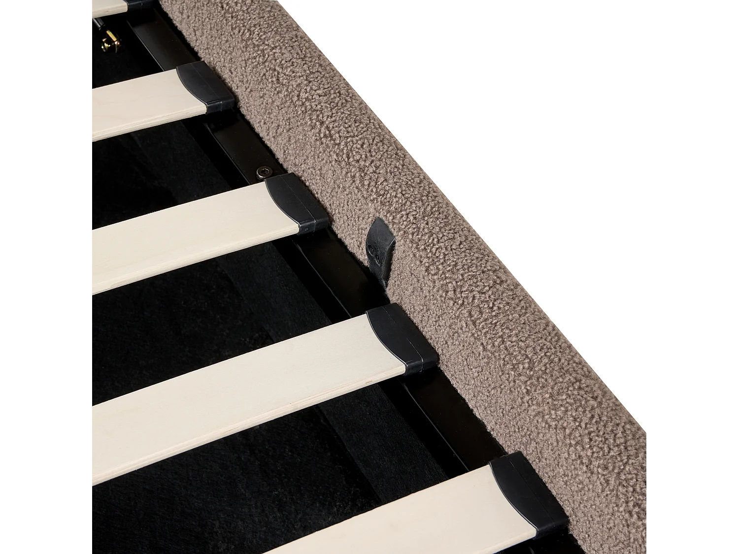 Lit ottoman sans tête de lit Bouclé DINAN 160 x 200 cm Taupe