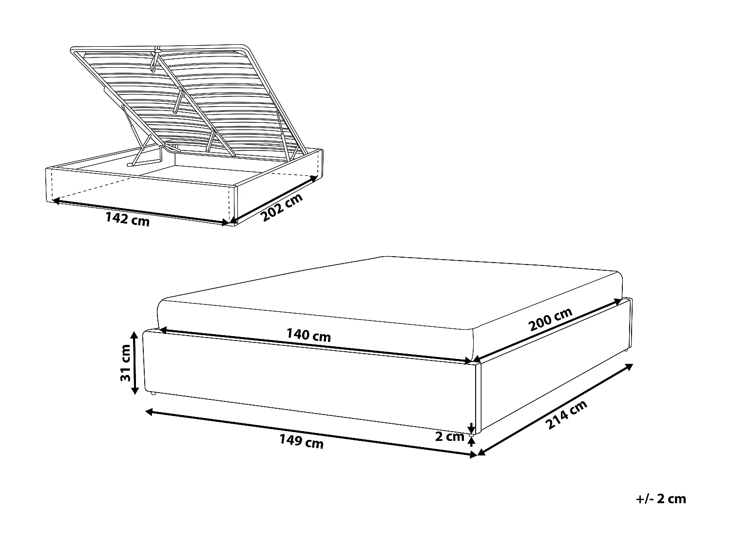 Ottoman Bed without Headboard DINAN Boucle Taupe 140 x 200 cm (EU Double)