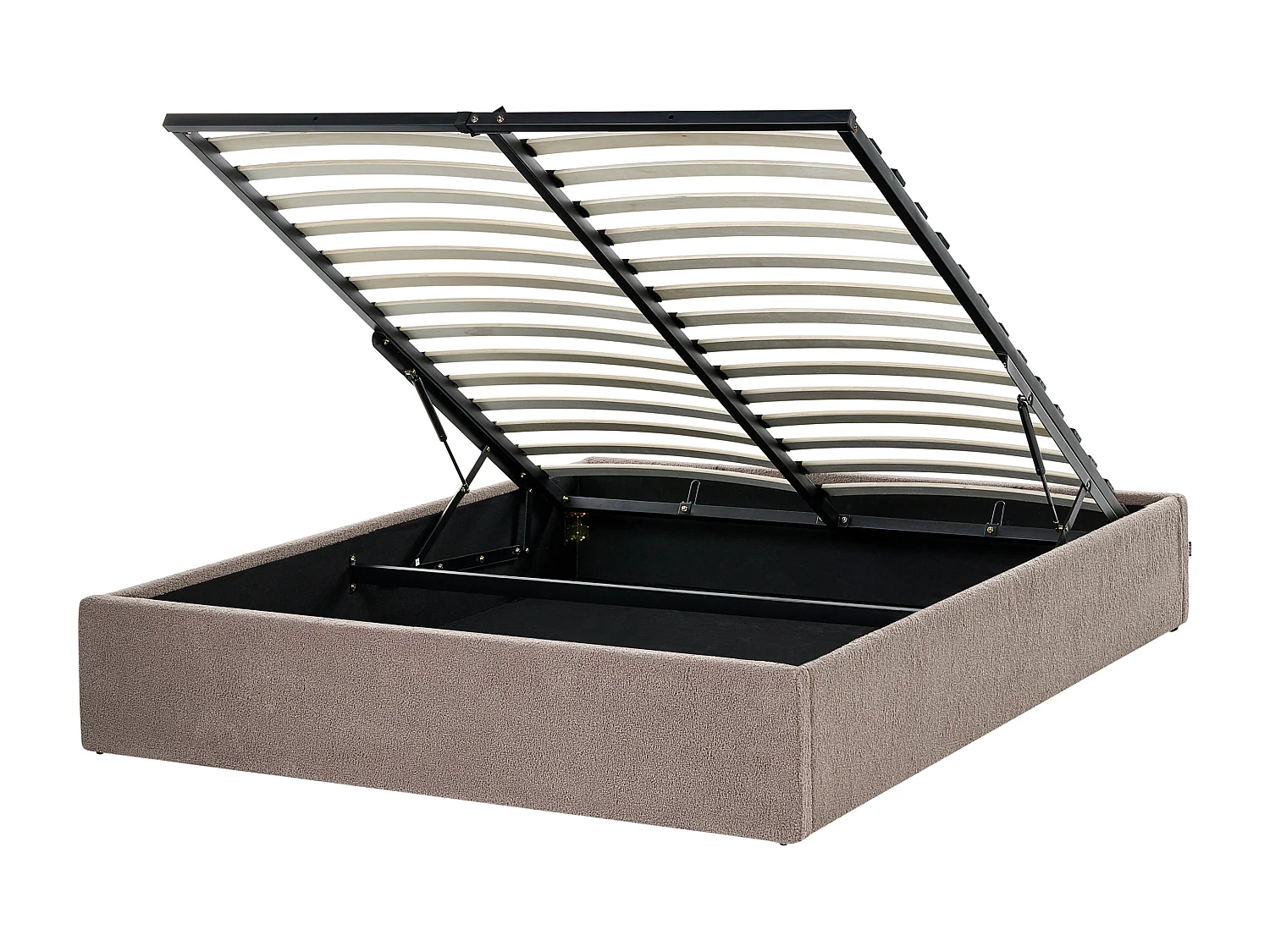 Ottoman Bed without Headboard DINAN Boucle Taupe 140 x 200 cm (EU Double)