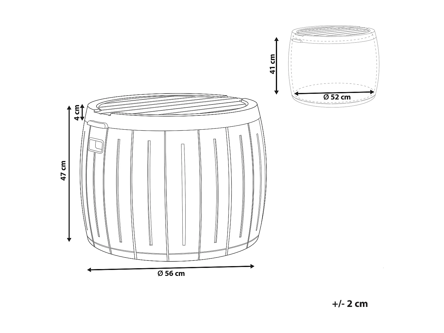 Coffre de rangement PRINOS 56 cm 56 cm Gris