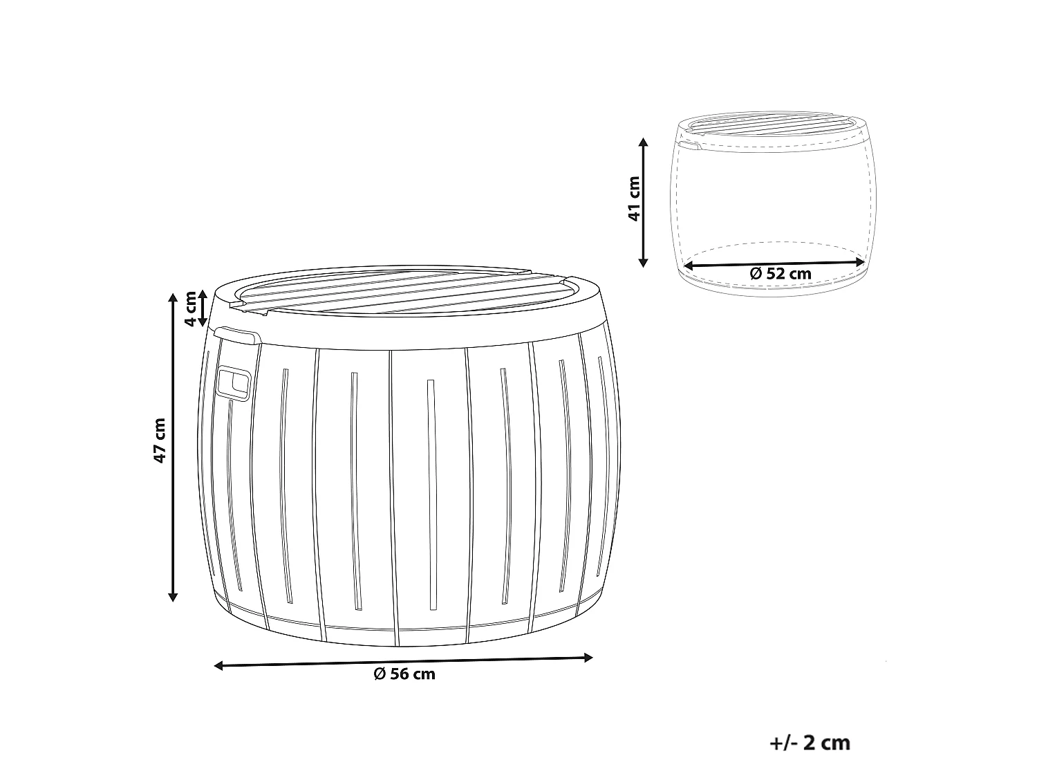 Coffre de rangement PRINOS 56 cm 56 cm Gris