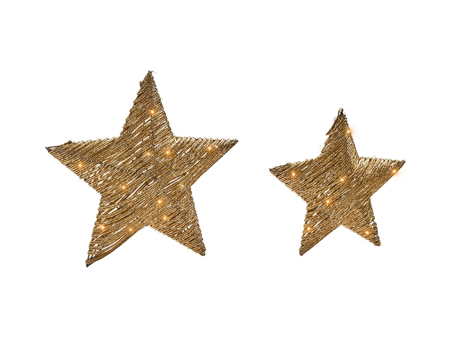 Lot de 2 décorations de Noël LED HAMPEN Étoile 24/30 cm Doré