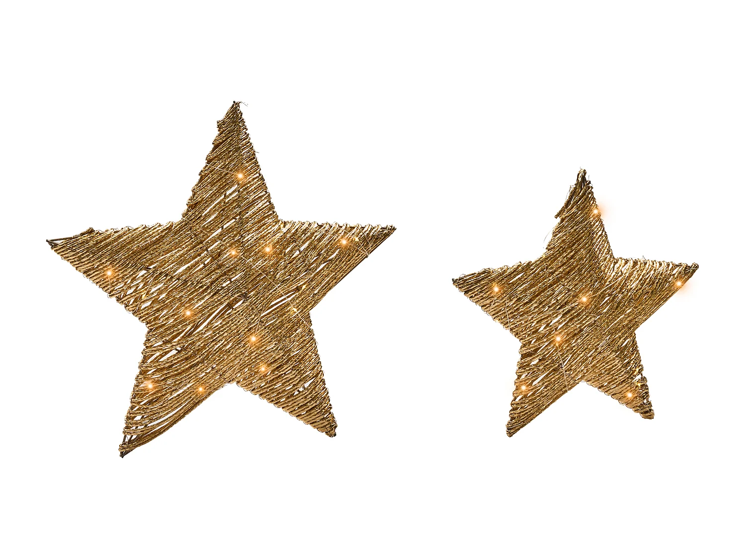 Lot de 2 décorations de Noël LED HAMPEN Étoile 24/30 cm Doré