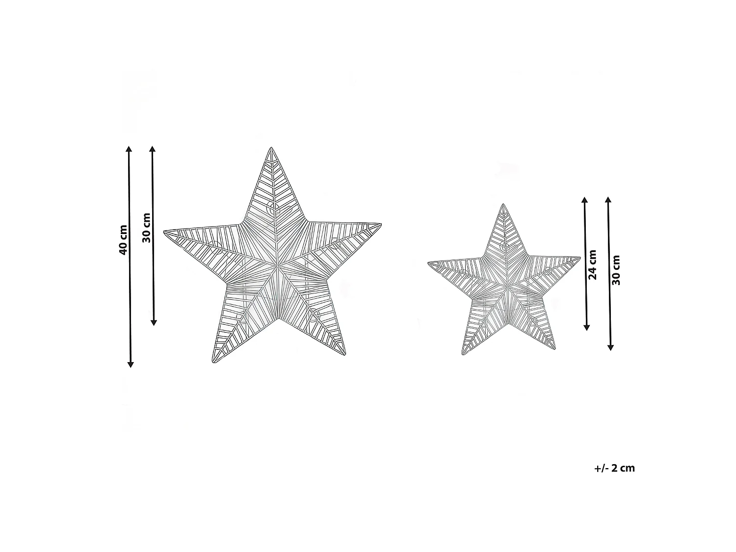 Set of 2 Christmas Decorations LED HAMPEN Star 24/30 cm Gold