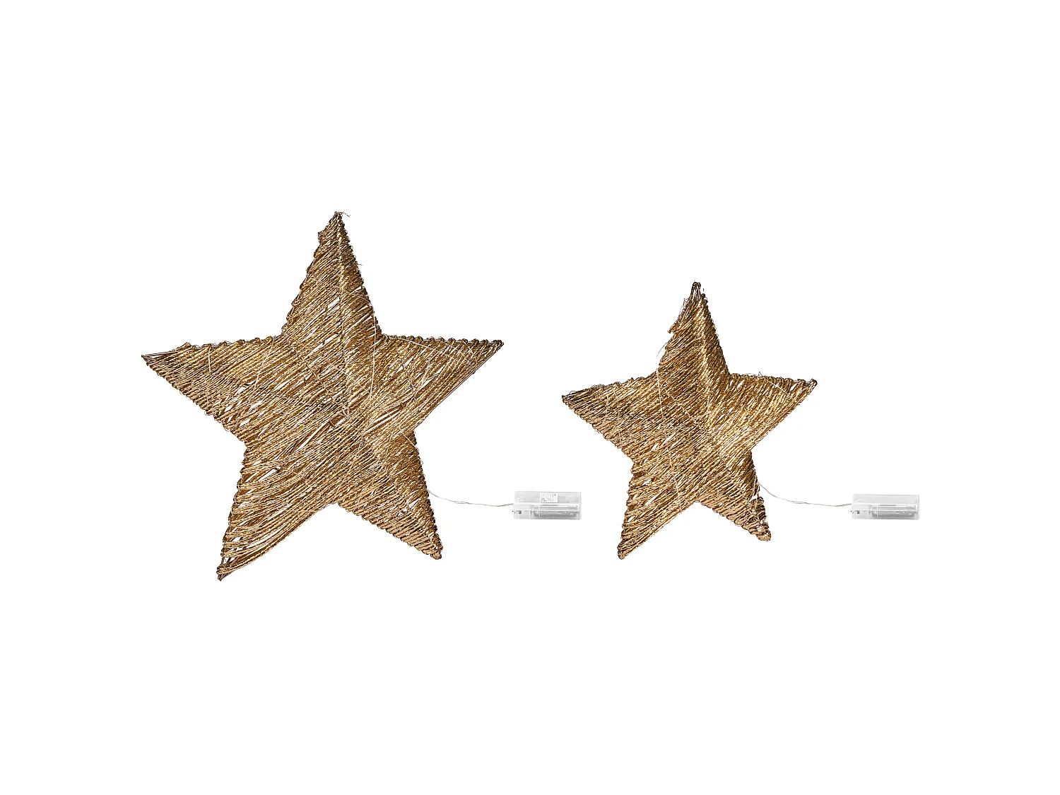 Set of 2 Christmas Decorations LED HAMPEN Star 24/30 cm Gold