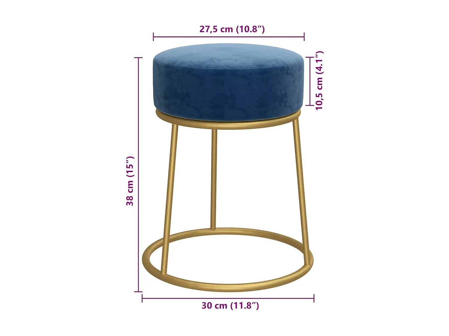 Tabouret assise forme ronde bleue 30 x 30 x 38 cm DEC026370
