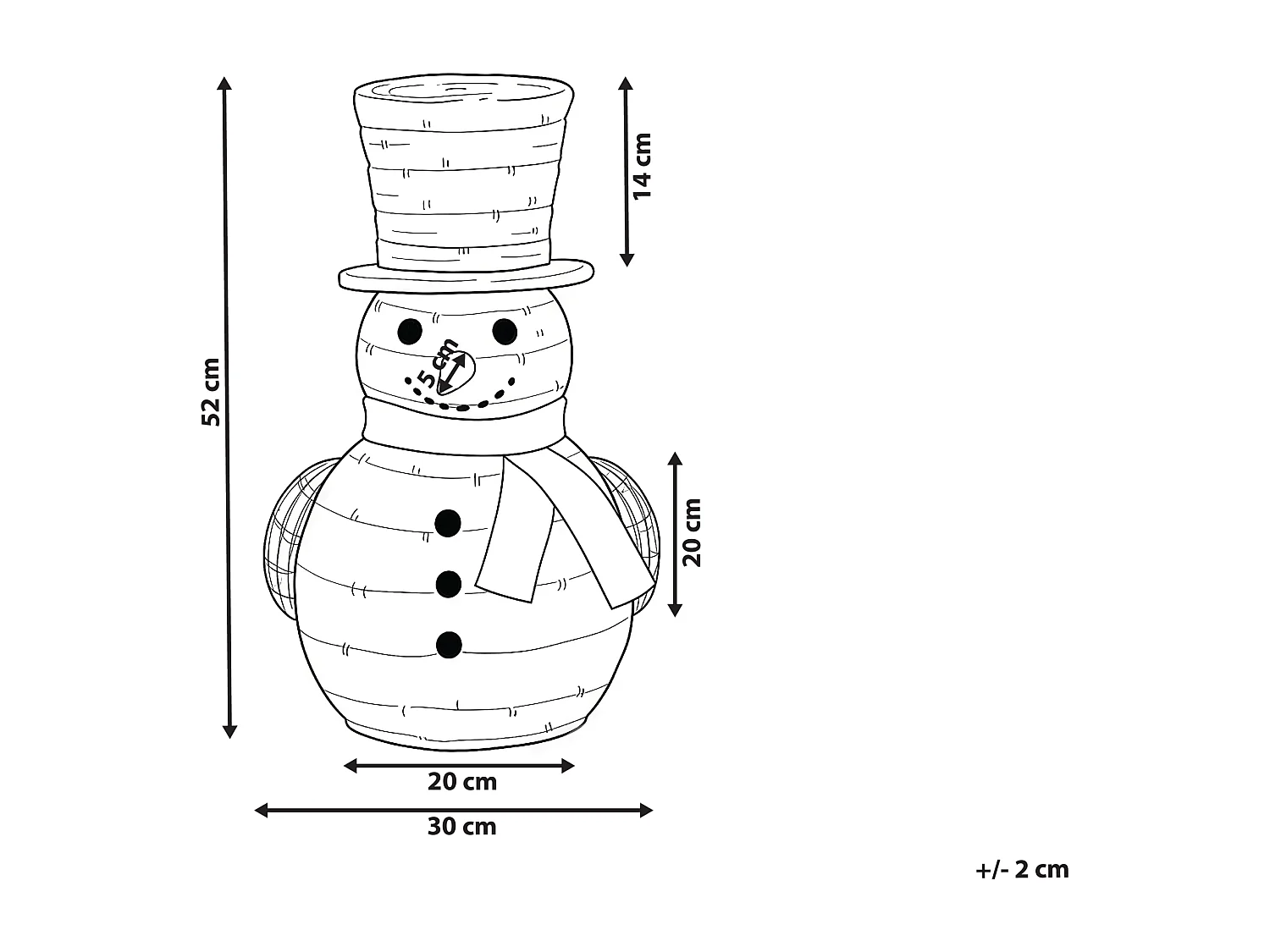 Décoration de Noël LED OLAFSVIK Bonhomme de neige 52 cm Naturel