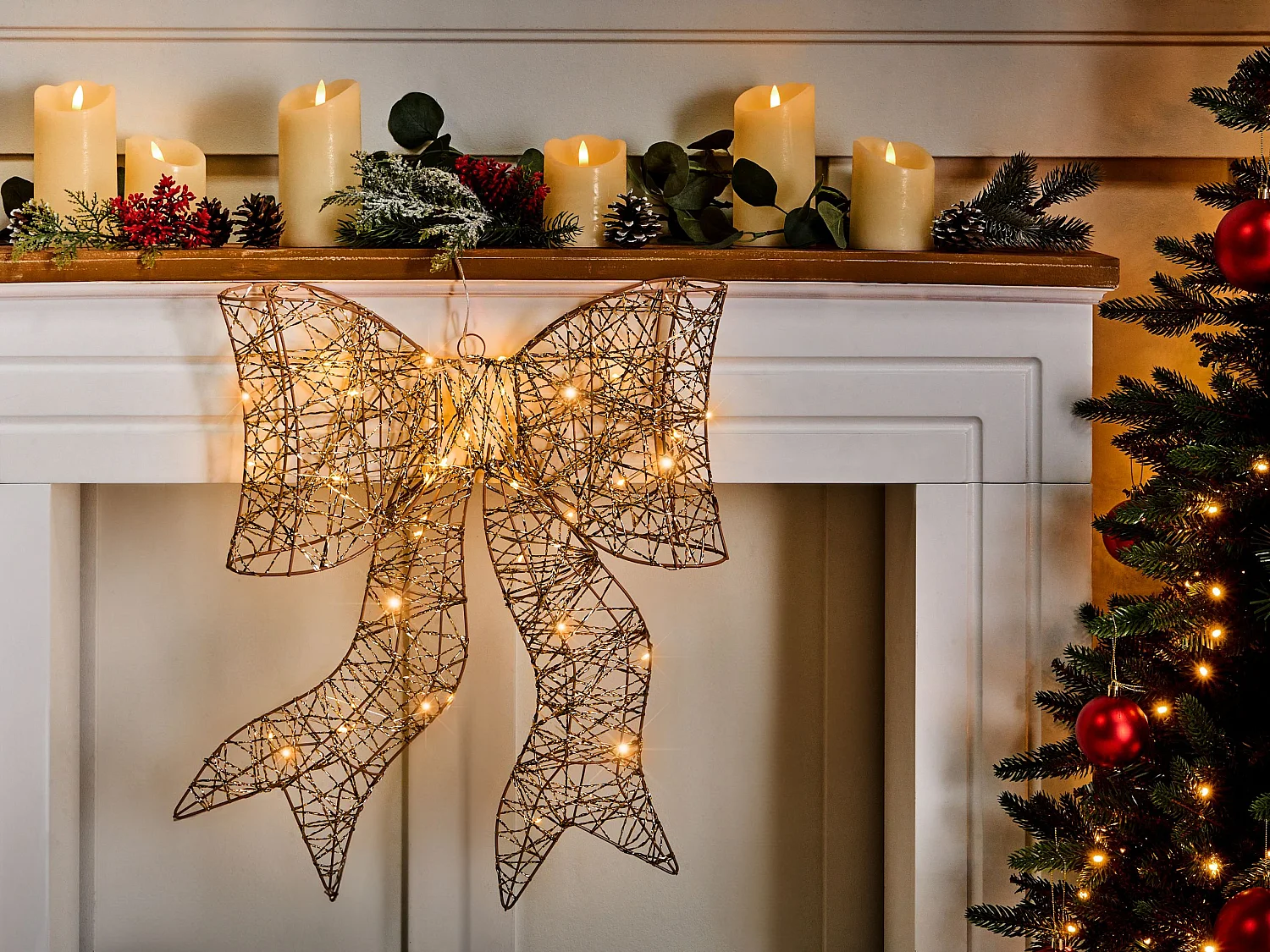 Décoration de Noël LED FILSO Arc 56 cm Doré