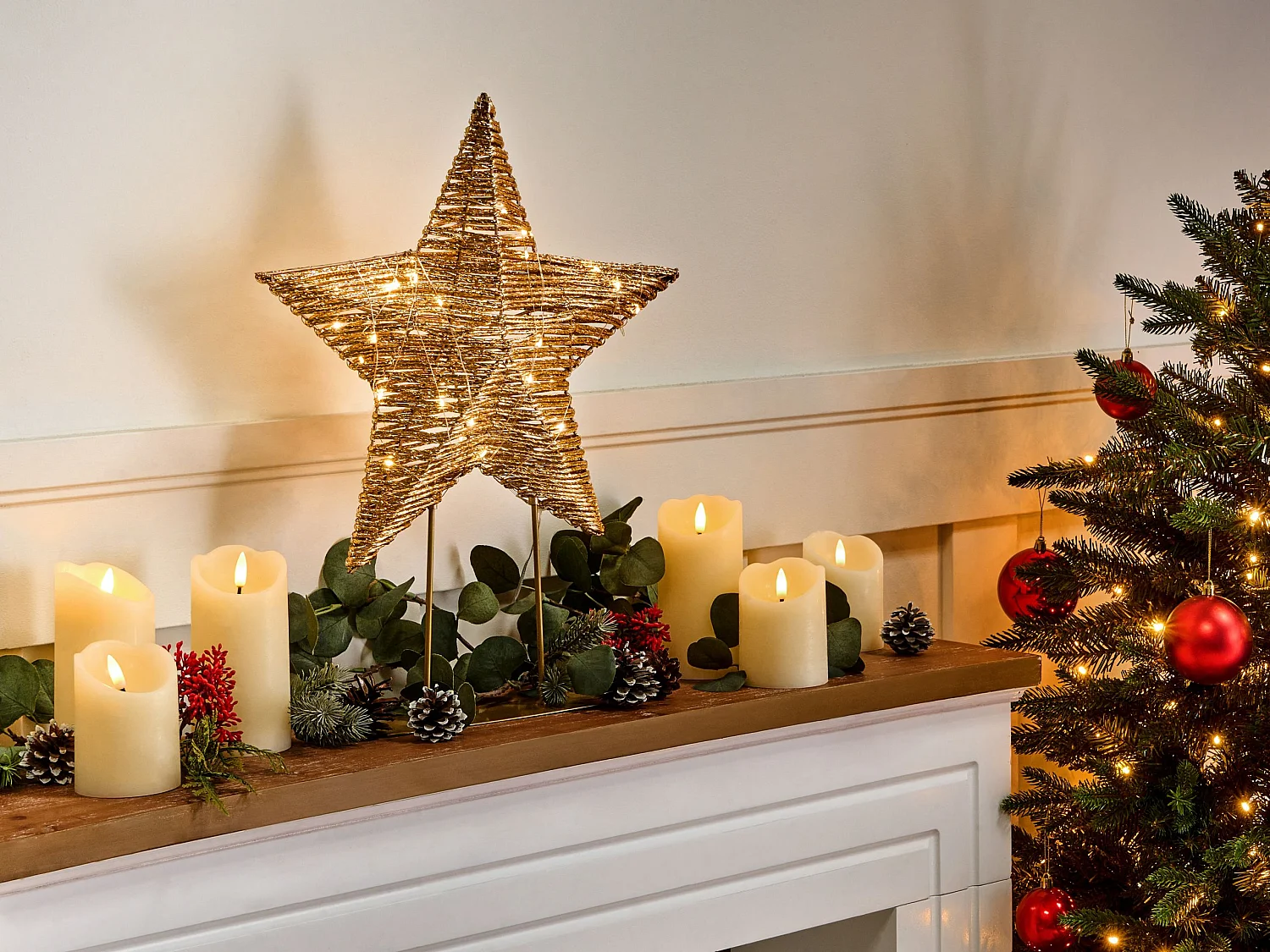 Décoration de Noël LED FARUP Étoile 51 cm Doré