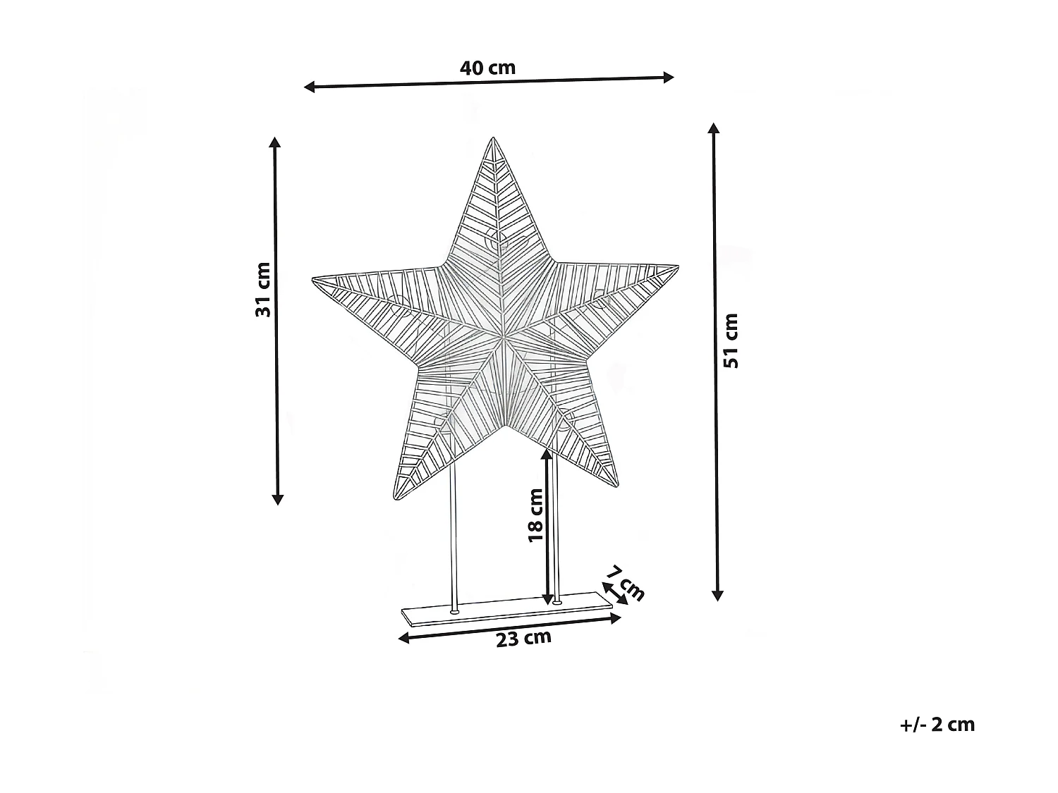 Décoration de Noël LED FARUP Étoile 51 cm Doré