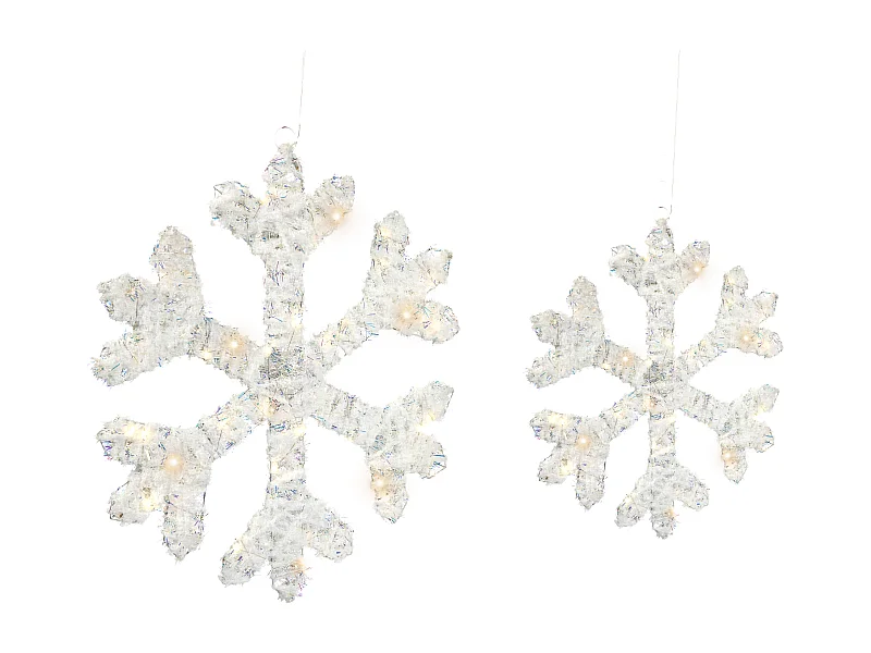 Lot de 2 décorations de Noël LED GURRE Flocon de neige 40/50 cm Blanc