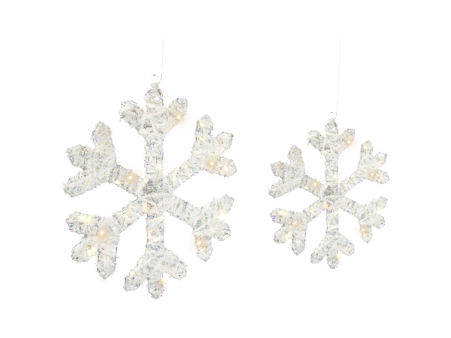 Lot de 2 décorations de Noël LED GURRE Flocon de neige 40/50 cm Blanc
