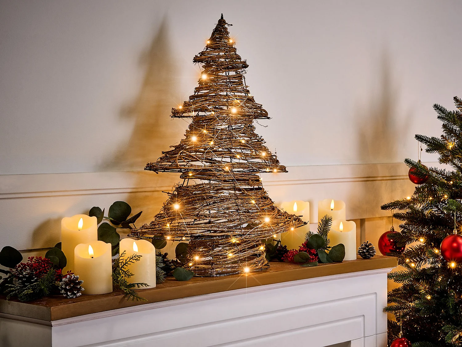 Décoration de Noël LED FURESO Arbre de Noël 60 cm Naturel