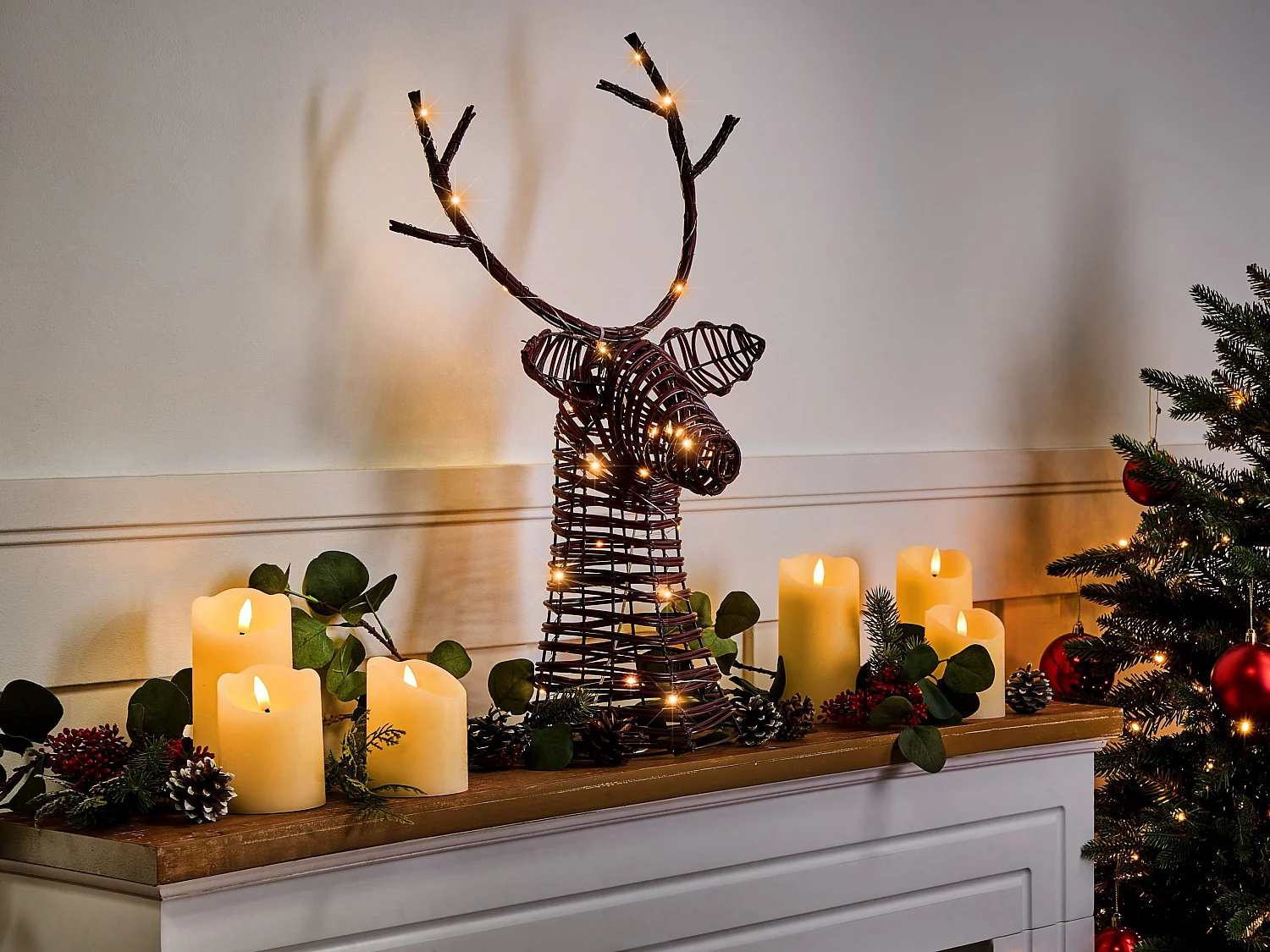 Décoration de Noël LED DYBESO Renne 60 cm Marron foncé