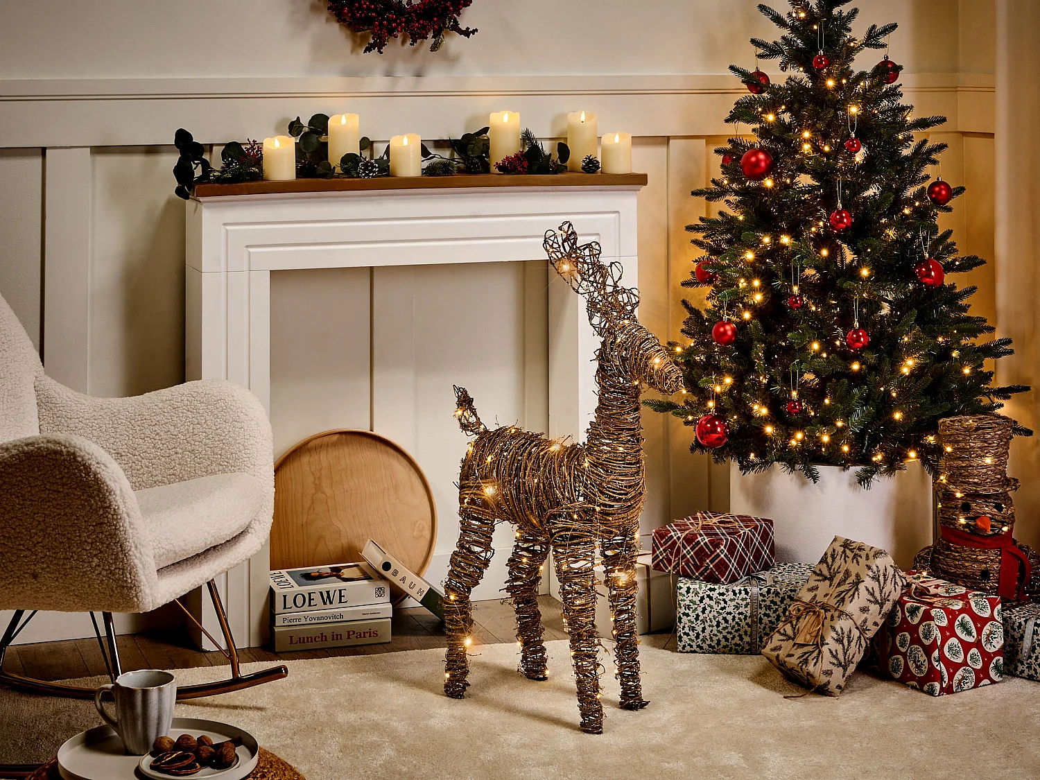 Décoration de Noël LED GRINDAVIK Renne 97 cm Naturel