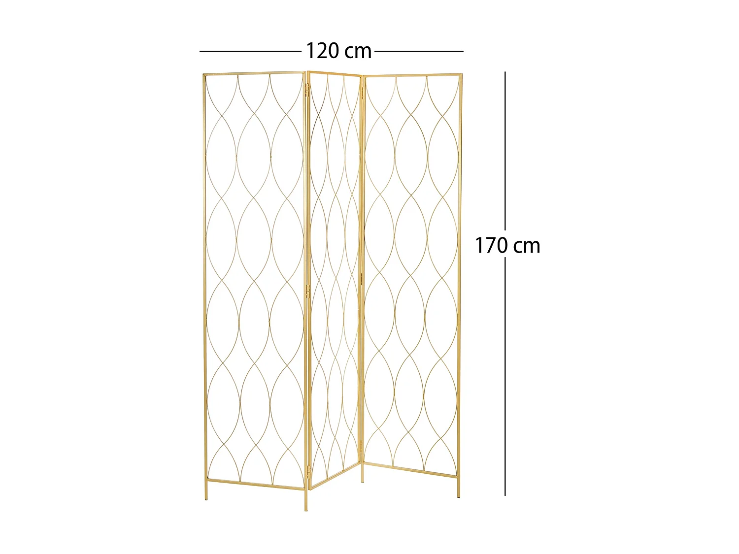 PARAVENT Salon, 3 pièces. Métal, fer or