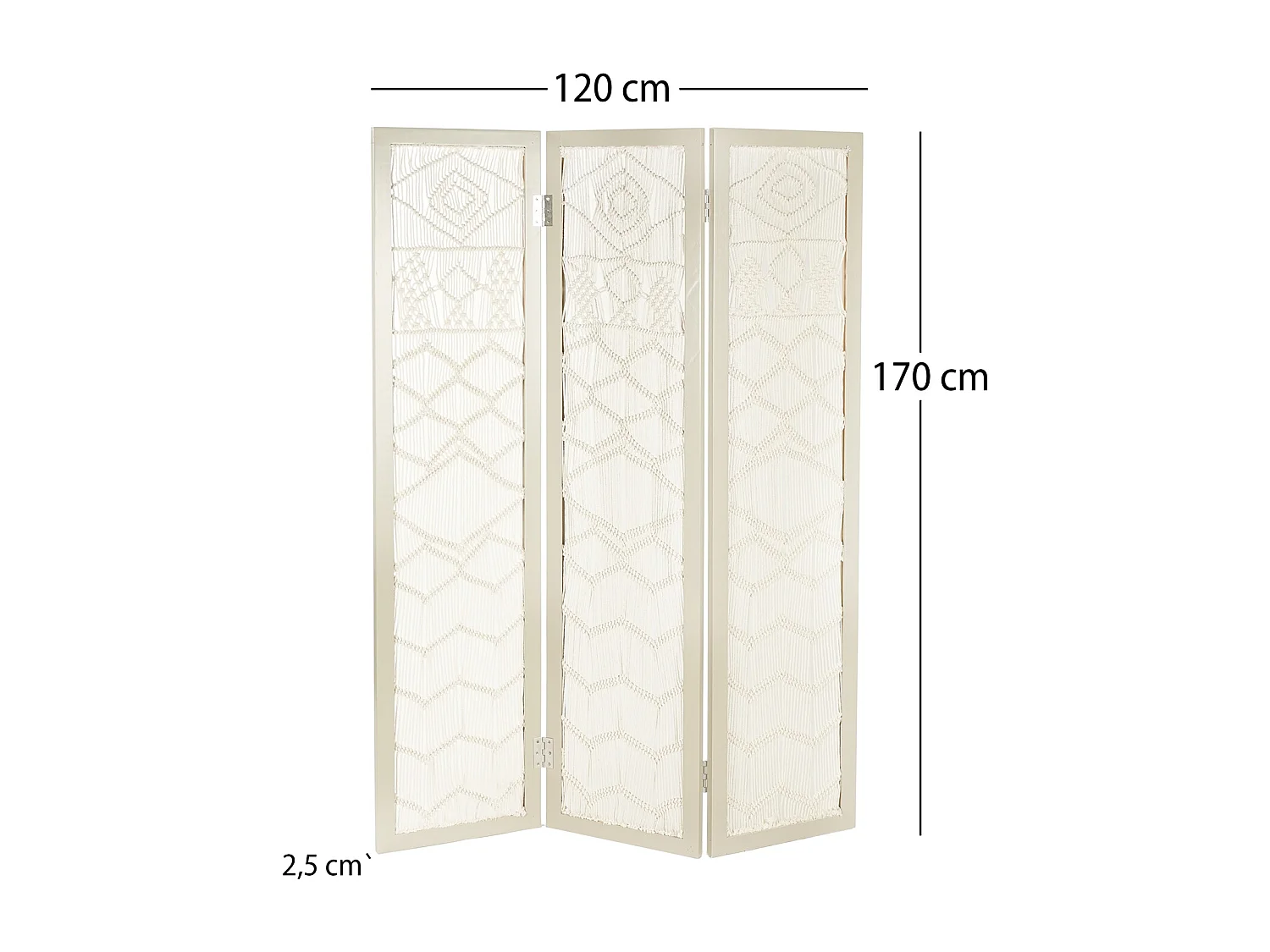 PARAVENT Motifs de macramé Saule gris