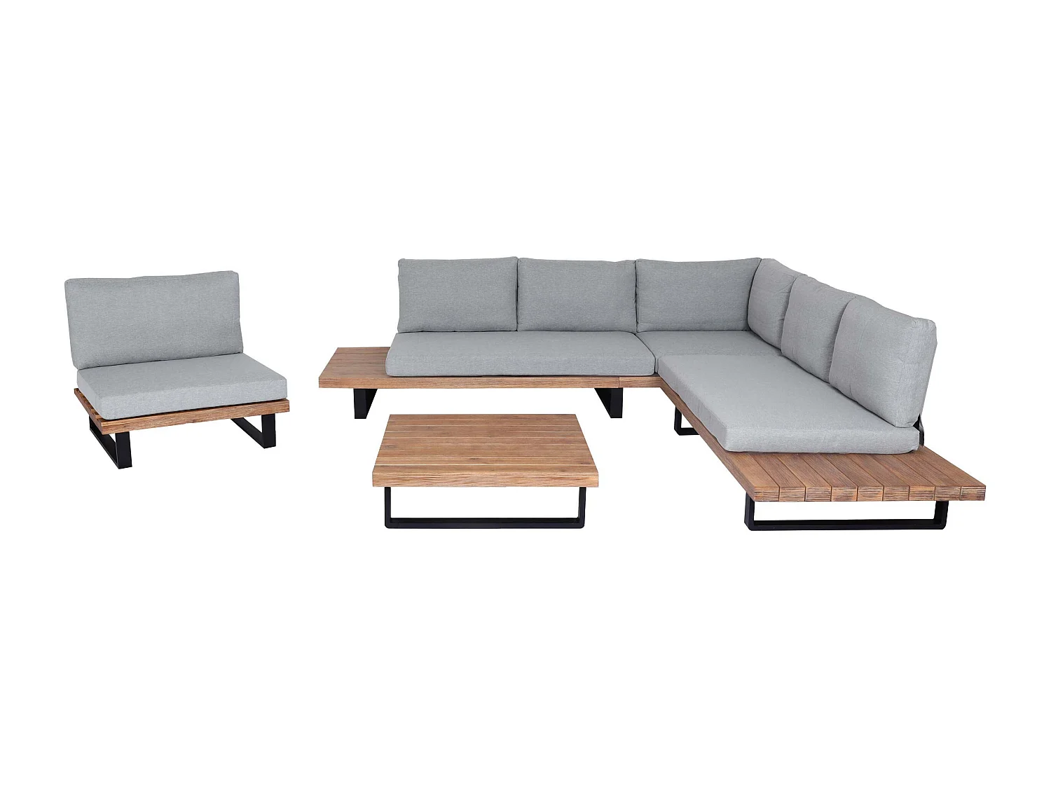 Salon de jardin avec bois marron 255 x 255 x 75 cm 04_0008296