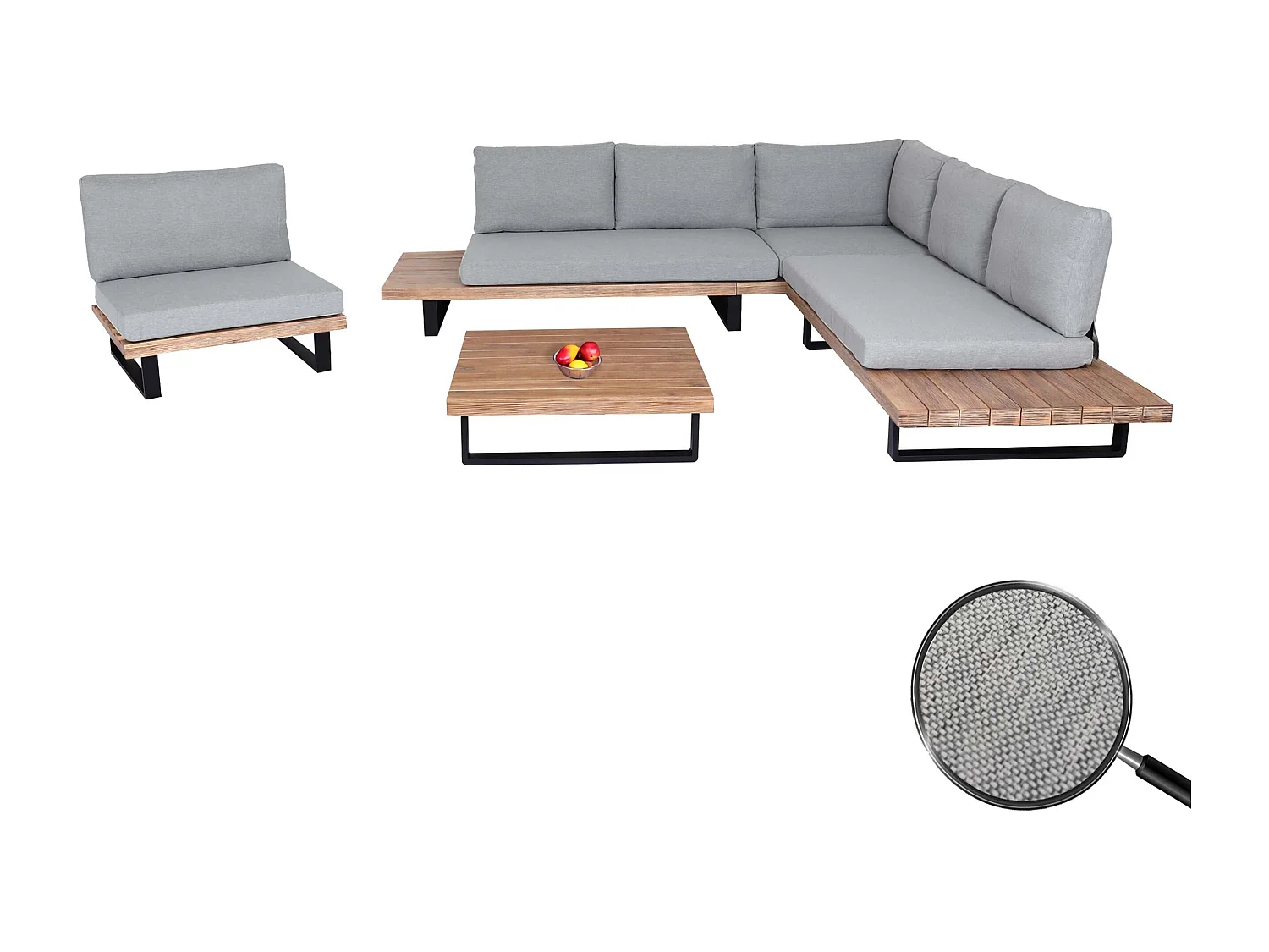 Salon de jardin avec bois marron 255 x 255 x 75 cm 04_0008296