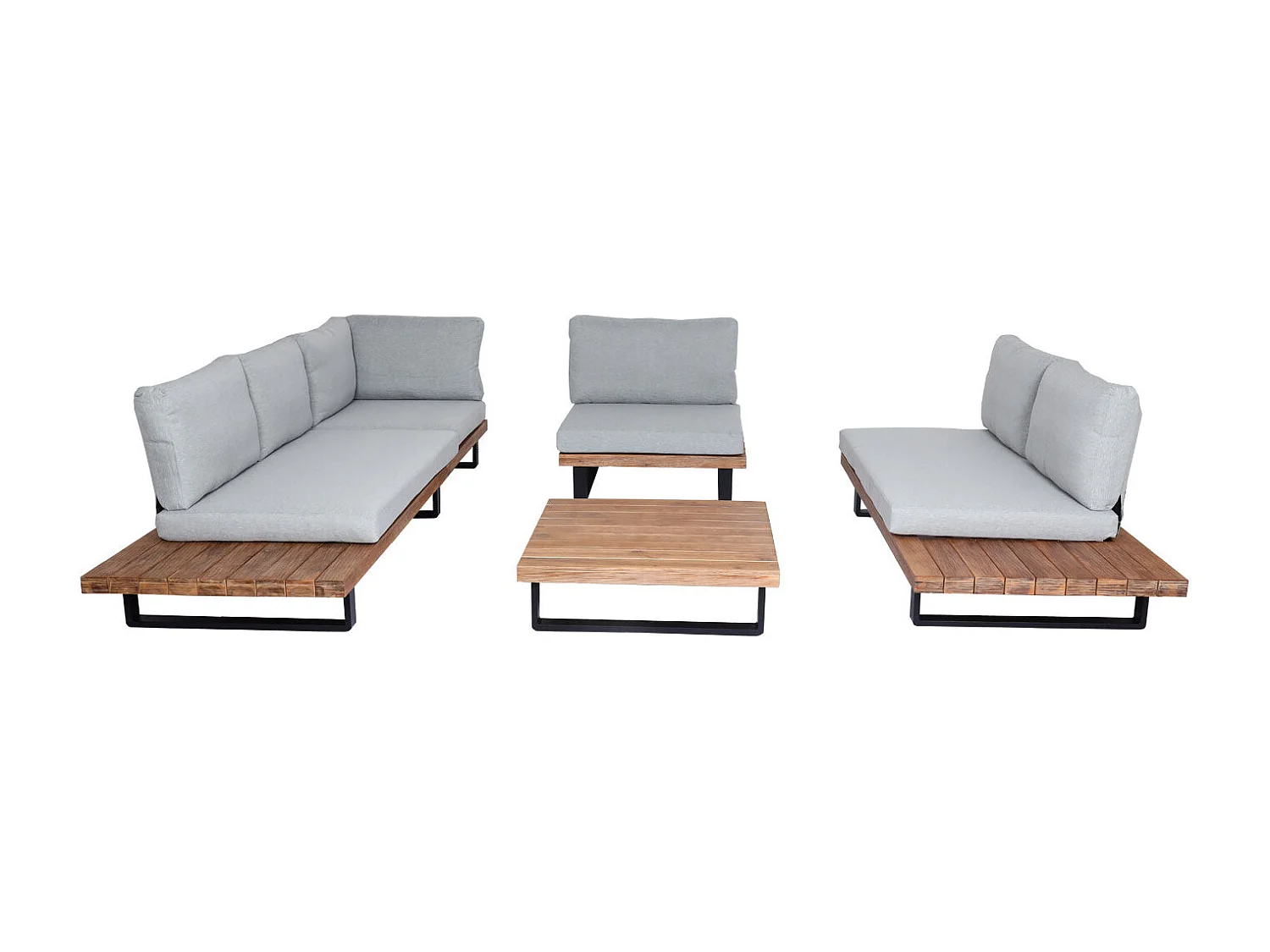 Salon de jardin avec bois marron 255 x 255 x 75 cm 04_0008296