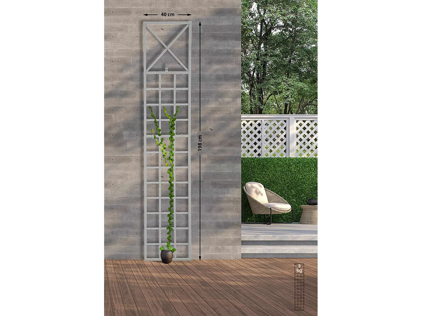 Set de 2 treillis métal blanche 40 x 1 x 198 cm 10_0003851