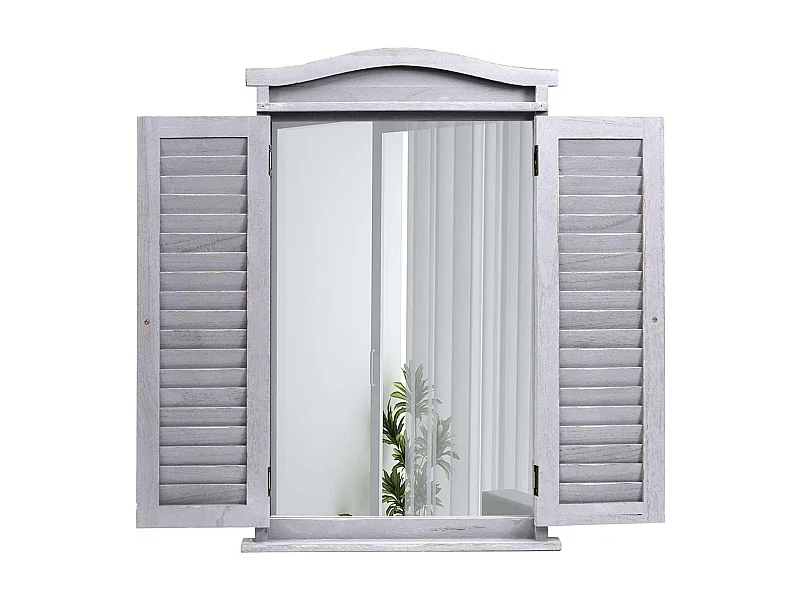 Miroir mural avec volets bois marron 55 x 14 x 82 cm 04_0007889