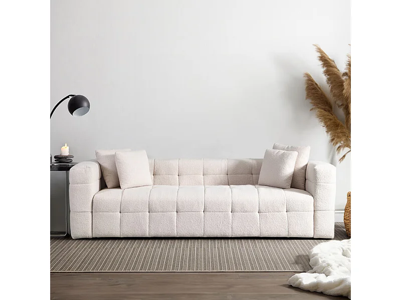 Home Deluxe - Teddy Canapé Bouclé COMO - 236 x 68 cm | Couleur Beige