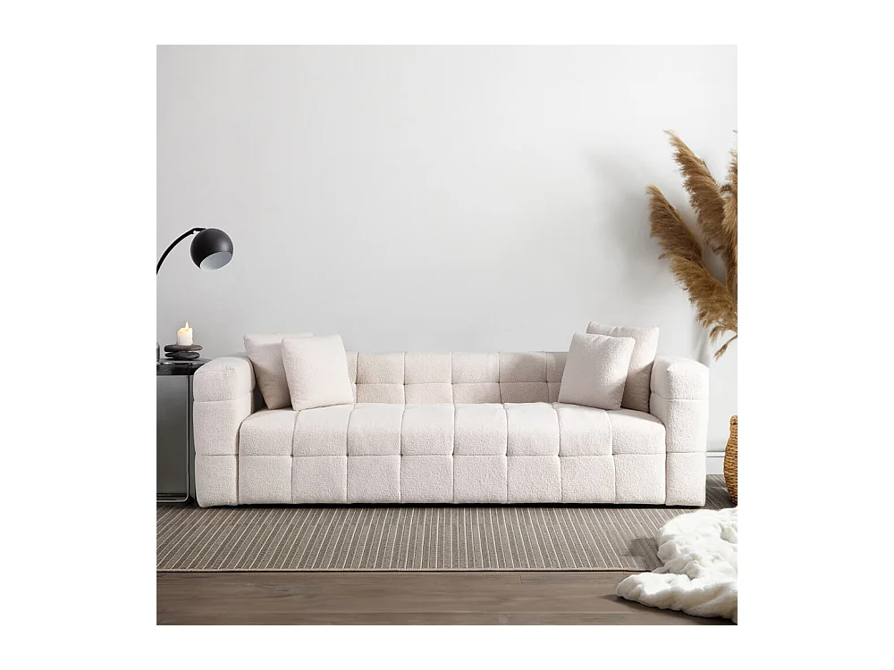 Home Deluxe - Teddy Canapé Bouclé COMO - 236 x 68 cm | Couleur Beige