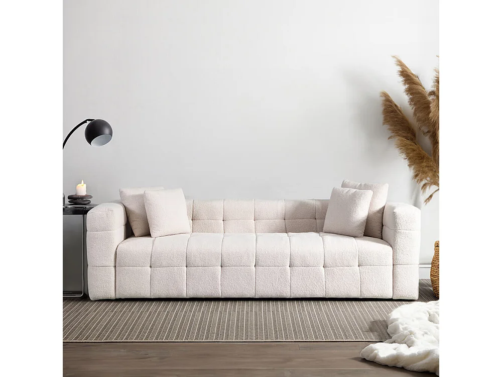 Home Deluxe - Teddy Canapé Bouclé COMO - 236 x 68 cm | Couleur Beige